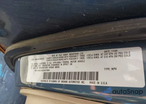 2005 Subaru Outback 3.0R from USA, damaged, VIN 4S4BL84C254219346